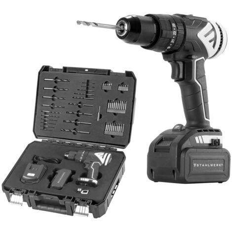 STAHLWERK taladro atornillador brushless con acumulador 20 V motor sin desgaste y sin escobillas de carbón incluye 2 x 2 Ah acumulador cargador maletín destornillador inalámbrico 2 marchas Pulsera mag