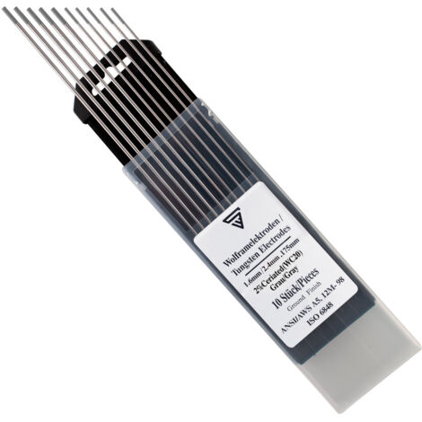 STAHLWERK TIG electrodos de soldadura de tungsteno 1,6 y 2,4 x 175 mm WC20 Sin torio - para acero, acero inoxidable, aluminio, cobre, gris, paquetes de 5 piezas