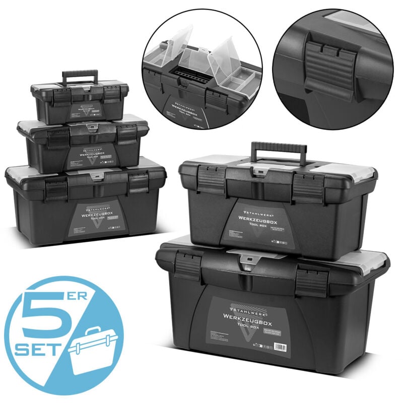 Toolbox Set avec 5 caisses à outils vides Système modulaire Caisse à outils - Stahlwerk