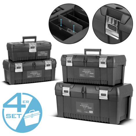 STAHLWERK Toolbox Set mit 4 leeren Werkzeugkisten Modul-System Sortimentsboxen