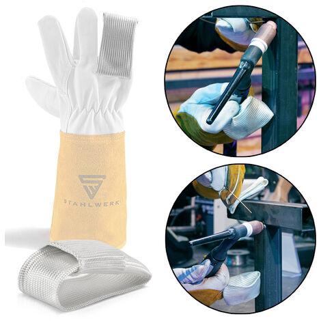 STAHLWERK WIG Finger TIG Finger Hitzeschutz für Schweißerhandschuhe, geeignet für WIG TIG MIG MAG MMA Plasma uvm, hitzebeständiges und robustes Kevlargewebe
