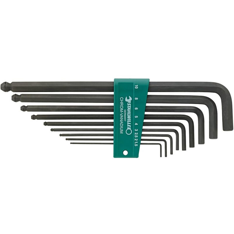 Stahlwille - 96432603 jeu de 9 tournevis coudé à tête sphérique 10767H/9 1,5-10 mm (tournevis coudé, clé à mâle, jeu de clés à têt