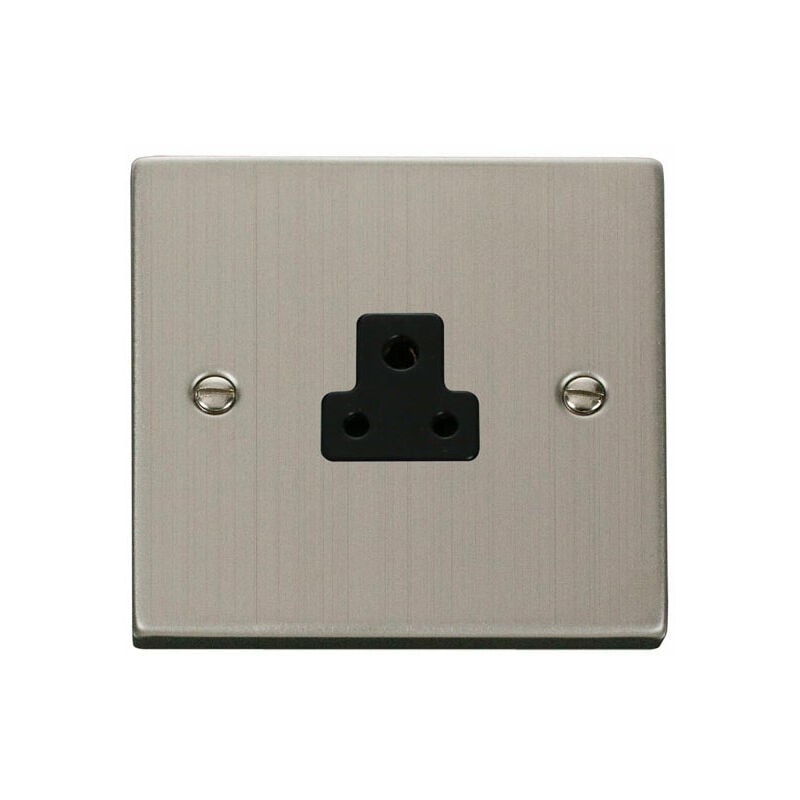 Se Home - Stainless Steel 1 Gang 2A Round Pin Socket - Black Trim