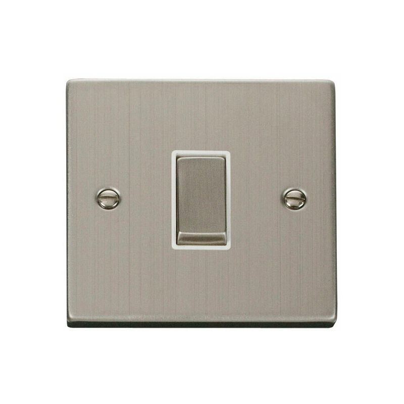 Se Home - Stainless Steel 10A 1 Gang 2 Way Ingot Light Switch - White Trim