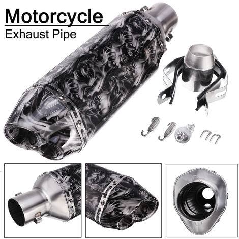 main image of "Stainless Steel 38-51mm Dual Outlet Exhaust Tip Muffler Muffler Universal Motorcycle Tail Pipe"