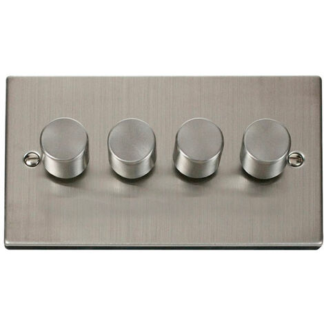 Stainless Steel 4 Gang 2 Way LED 100W Trailing Edge Dimmer Light Switch. - SE Home