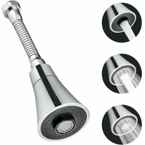 Stainless Steel + ABS Kitchen Faucet Head 19cm Kitchen Faucet Sprayer 360° Rotatable Water Saving Strainer Anti-Splash 3 Modes for Kitchen Bathroom Kitchen