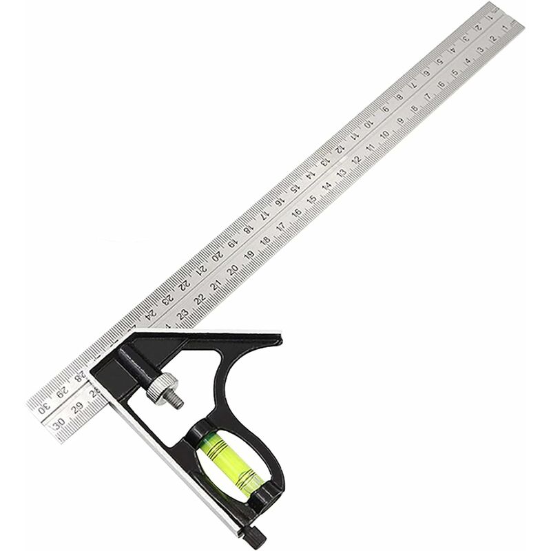 Tinor - Stainless Steel Adjustable Combination Angle Ruler with Spirit Level, Square Measuring Tools Woodworking Plotter Tool for 45°/90° Carpenter
