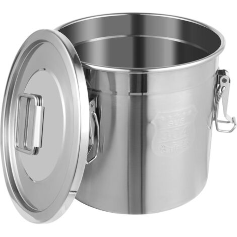 Stainless Steel Airtight Canister for Kitchen, Rice Cereal Grain Canisters Container for Household Kitchen Food Bean Flour Oil Sugar Milk Cookie Storager for Flour, Cereal, Rice Bucket w/Handles+Lid