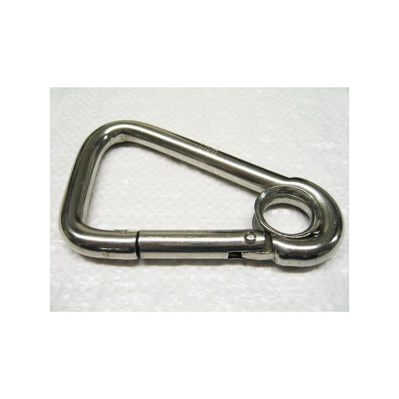 Securefix Direct - Stainless Steel Asymmetric Carbine Hook with Eyelet 8MM x 76MM (Wire Rope Karabiner Snap)