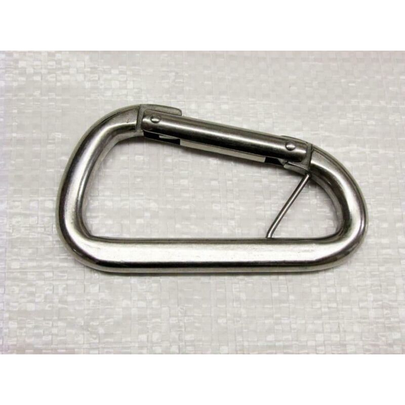 Securefix Direct - Stainless Steel Asymmetric Carbine Hook with Wire Bar 10MM x 100MM (Wire Rope Gate Karabina)