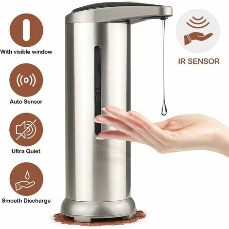 Stainless steel automatic soap dispenser, with visual window, inco.ukared motion sensor, waterproof base, adapted bathroom, kitchens, hotel, restaurant