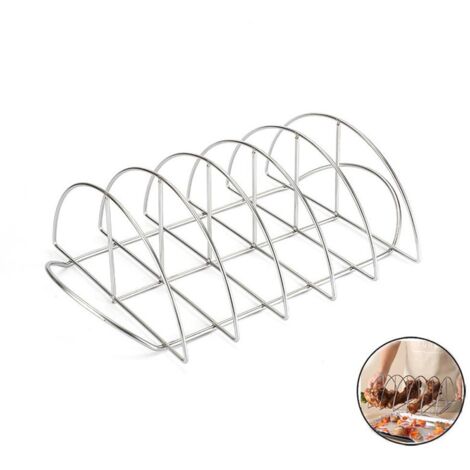 Stainless Steel Barbecue Bracket Rib Rack Barbecue Grilling Rack Non Stick Beef Steak Holder for Outdoor Picnic Barbecue Supplies