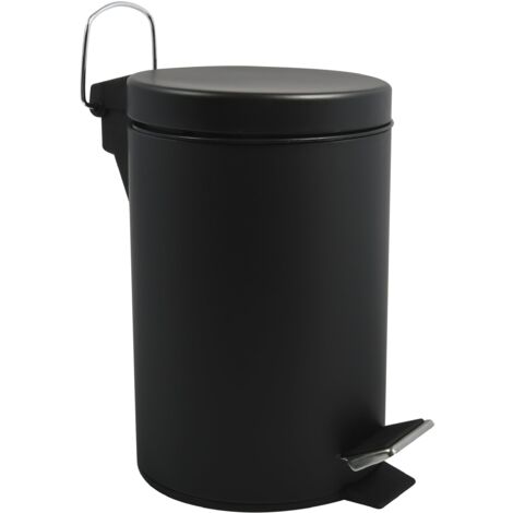 Stainless Steel Bathroom Bin 3L Compact Pedal Removable Inner Bucket Soft Close Matte Black