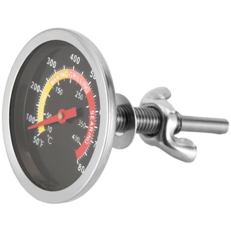 Stainless Steel BBQ Thermometer Barbecue Smoker Thermometer 10-400°C Temperature Gauge Stainless Steel