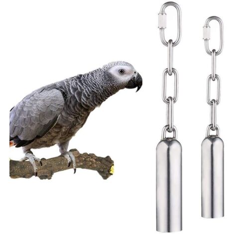 Stainless Steel Bell Toys for Parrots, 2 Pack Stainless Steel Bell Toys with Gentle Sound for Parrots, Macaws, African Greys, Cockatoos, Parakeets, Cockatiels