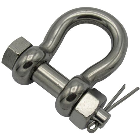 Stainless Steel Bow Shackle with Safety Pin 5 Ton 22MM (Marine Lifting Load Rated)