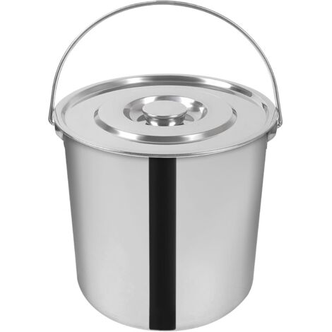 Stainless Steel Bucket with Lid, Food Grade Stainless Steel Bucket, Food Bucket, Milk Water Bucket, For Garden, Industrial, Kitchen (20L)