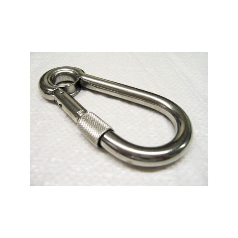 Securefix Direct - Stainless Steel Carbine Hook with Eyelet & Screw Nut 6MM (Wire Rope Locking Bar)