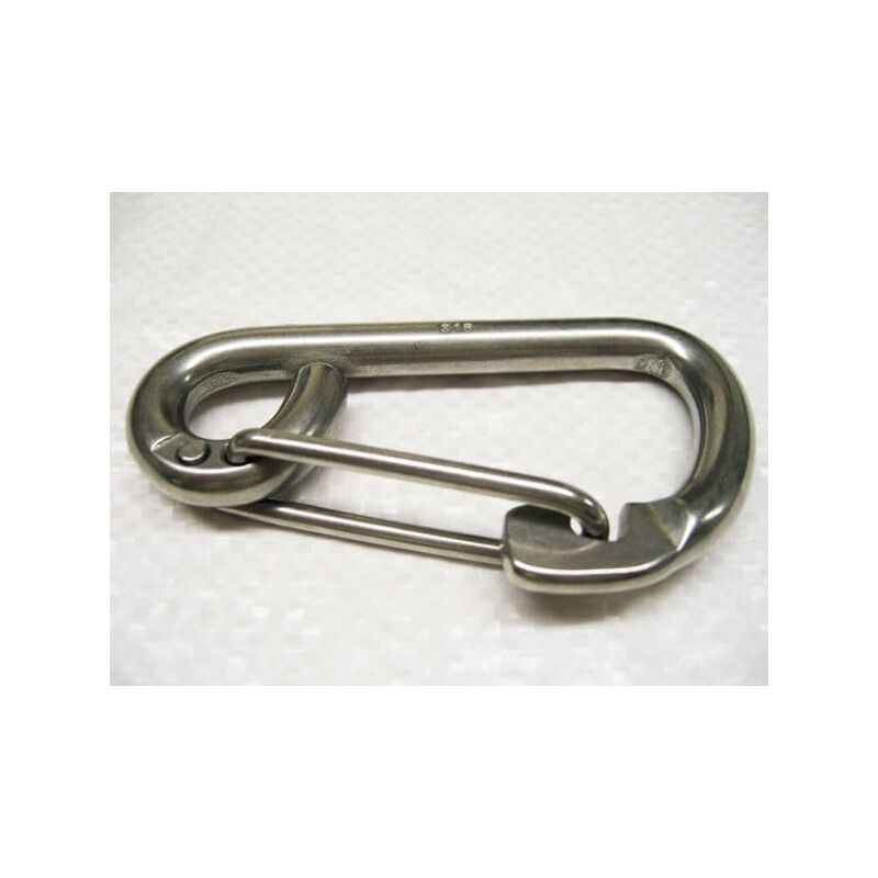 Securefix Direct - Stainless Steel Carbine Hook with Formed Eye & Safety Catch 10MM (Carabiner Snap Hook)