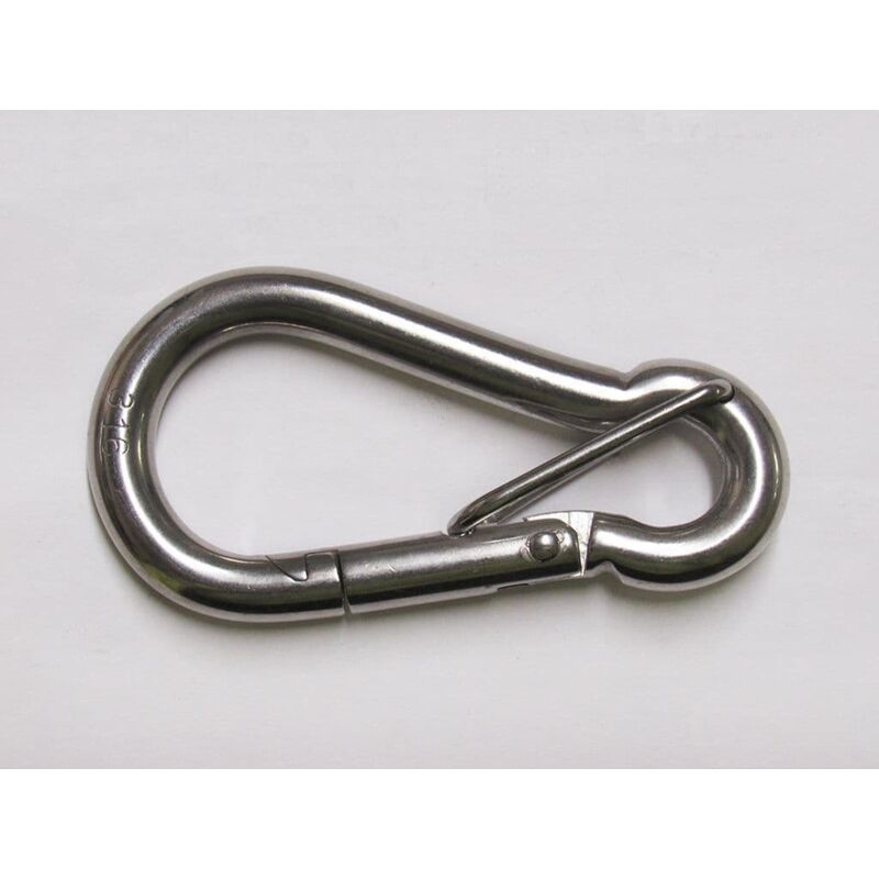 Securefix Direct - Stainless Steel Carbine Snap Hook with Safety Latch 8MM (Karabiner Spring Lock)