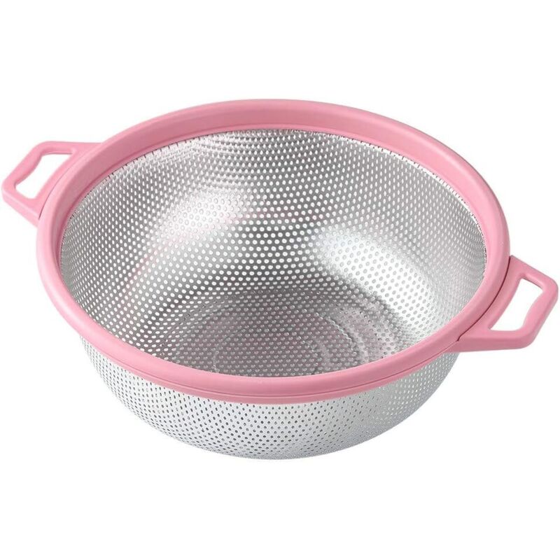 Stainless steel colander with feet, 5 L, large green colander for pasta, fruit, vegetables, dishwasher safe, kitchen