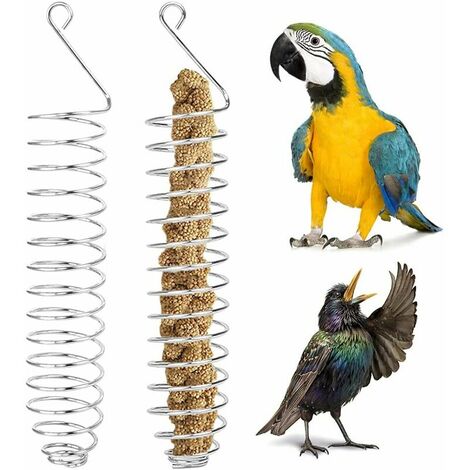 Stainless Steel co.ukuit Feeder, 2 Pcs Spiral Bird Feeder Parrot Bird Feeder Basket Birds Cage Feeding Accessories for Parakeets Conure Macaws