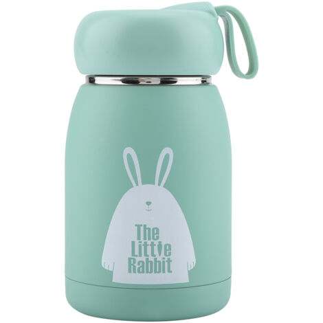 Stainless Steel Cute Rabbit Pattern Vacuum Cup Mug Thermos Cup Water Bottle (Green)