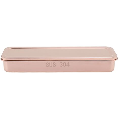 Stainless Steel Cutlery Tray Holder Kitchen Chopstick Spoon Fork Storage Box with Lid Drainer Rose Gold