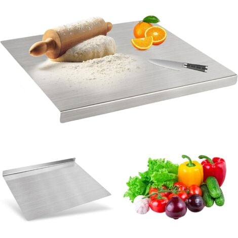 Stainless Steel Cutting Board 40 x 30 cm, Stainless Steel Kneading Board, Kitchen Worktop Protector with Stop Edge, for Kitchen, Bar, Restaurant