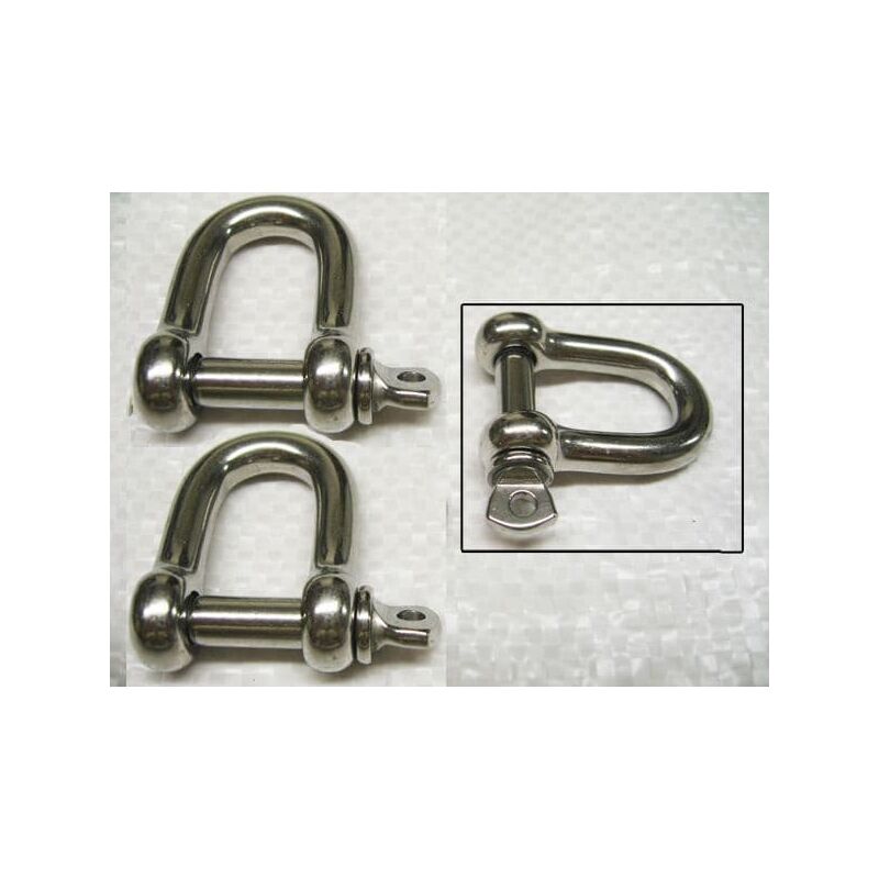 Securefix Direct - Stainless Steel d Shackles with Screw Collar Pin 6MM x2 (ss Dee Rigging 316 Marine)