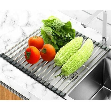Triangle Dish Drying Rack for Sink Corner Roll Up Dish Drying Rack Folding  Stainless Steel Multipurpose Over the Sink Corner Dish Drainer Mat for  Kitchen (Black) 