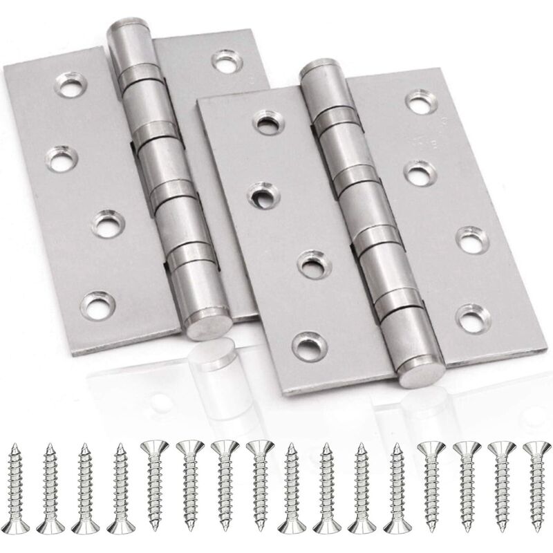 Stainless Steel Door Hinge，Pcs Door Hinges Folding Hinges Stainless Steel Hinges Thickness 3mm Hinge，for solid interior doors (Silver，100X75mm)