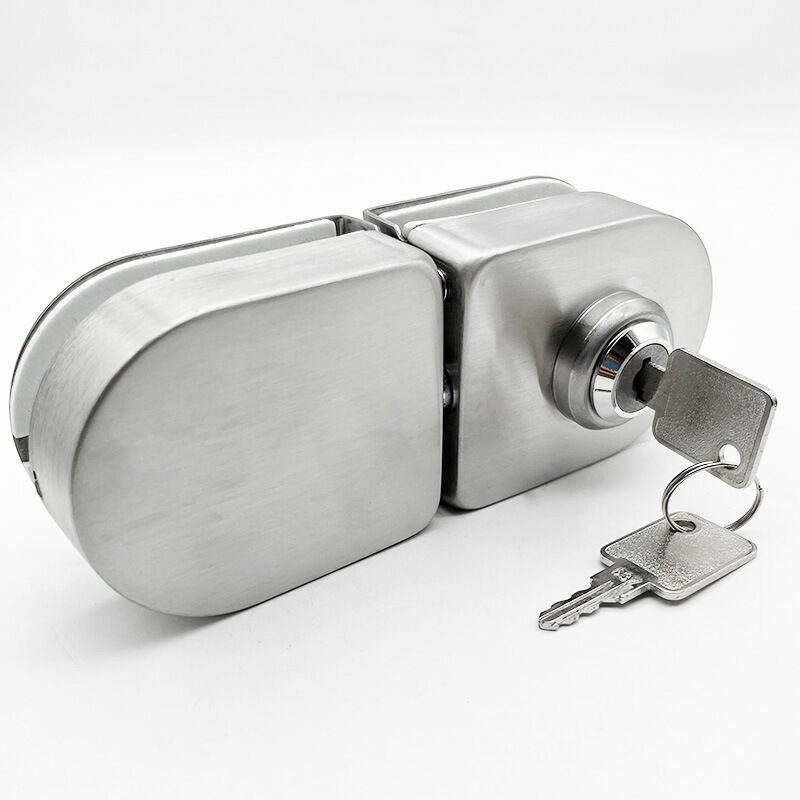 Dewdat - Stainless Steel Door Lock Anti-theft Security Lock Frameless Push Sliding Door Lock with Keys,SILVER,5.67.8cm