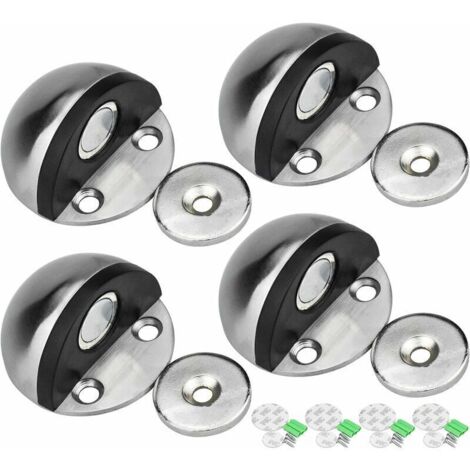 Stainless Steel Door Stopper, Magnetic Door Stopper, Self-Adhesive Door Stopper with Mounting Screws and 3M Adhesive Tape to Protect Your Door and Wall