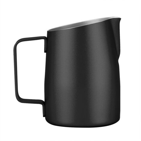 Stainless Steel Durable Milk Frother Cup Coffee for Kitchen Hotel Party(Black)