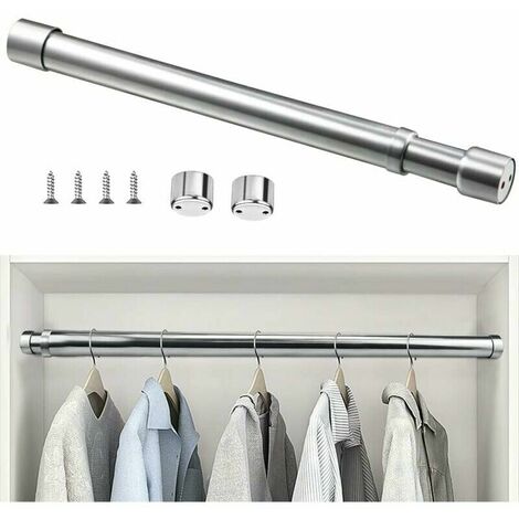Stainless Steel Extendable Closet Rod 51cm to 80cm Adjustable Telescopic Curtain Rod Corrosion Resistant Extendable Closet Pole for Wardrobe Bathroom Kitchen Bedroom