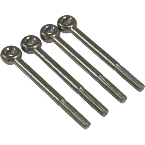 Stainless Steel Eyebolt DIN 444 6MM X 60MM - Pack of 4 (Marine Grade Metric Eye Bolt)