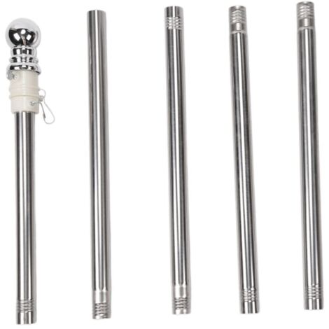 Stainless steel flagpole, rustproof, for home, yard, garden (silver pole only)