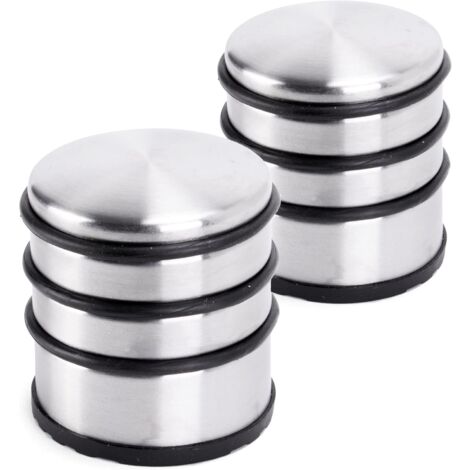 Stainless Steel Flat Door Stopper, 7x8cm (LxH) Door Wedge 1 kg for Heavy Doors - Design Stainless Steel Non-Slip Bumper for Slippery Floors - Set of 2 pieces