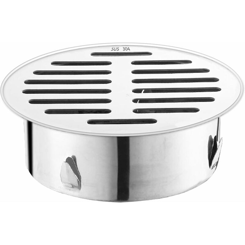 Stainless Steel Floor Drain, Stainless Steel Balcony Anti-Clog Floor Drain, Removable Steel Floor Filter for Outdoor Yard Use (160 Flat Mouth)