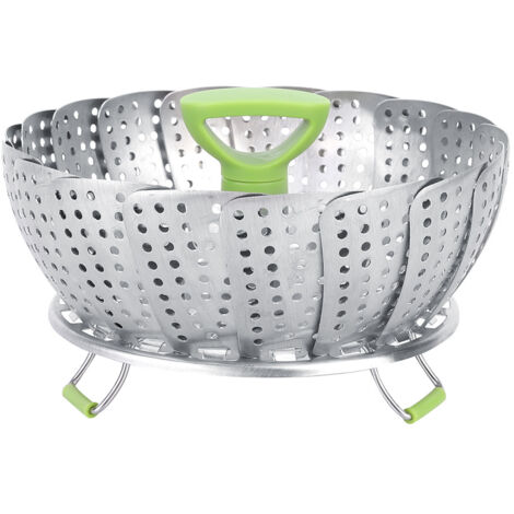 Stainless Steel Folding Mesh Dish Fruit Vegetable Steamer Basket Kitchen Cooking Tool