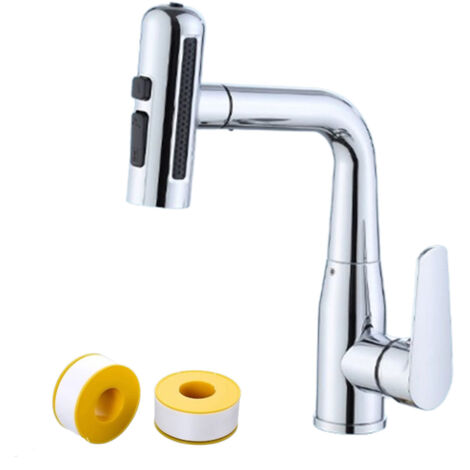 Stainless steel four speed electroplated faucet Silver with two rolls of waterproof tape