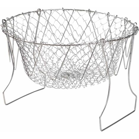 Stainless Steel Frying Basket Foldable Moderate Mesh Density Versatile Cooking Strainer Net for Kitchen