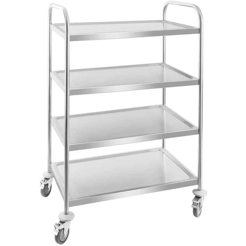 Royal Catering - Stainless Steel Gastro Serving Cart 4 Large Storage Areas Anti Shock Very Mobile