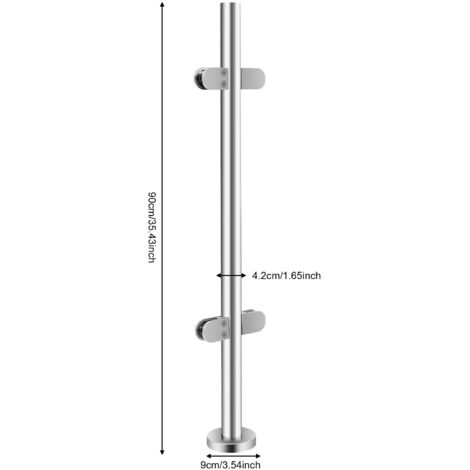 Stainless Steel Glass Balustrade Railing Post Glazing Pole Handrail Midpost 90cm