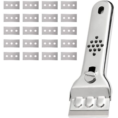 Stainless Steel Glass Ceramic Plate Scraper, Induction Glass Ceramic Plate Scraper, Paint Scraper, Glass Ceramic Plate Squeegee with 20 Blades, for Window/Mirror
