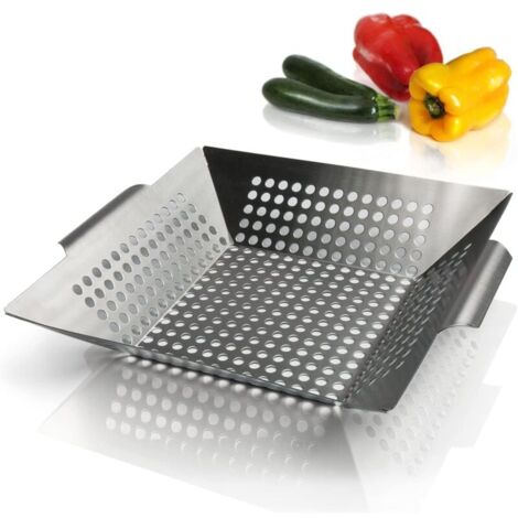 Stainless Steel Grill Vegetable Basket - Non-Stick Grill Basket - Grill Basket for Vegetables, Fish and Meat - Suitable for All Types of Grill MUMU