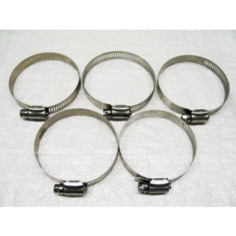 Stainless Steel Hose Clips x5 (65MM-89MM O Clamps T Bolt Pipe Worm Drive Adjustable)