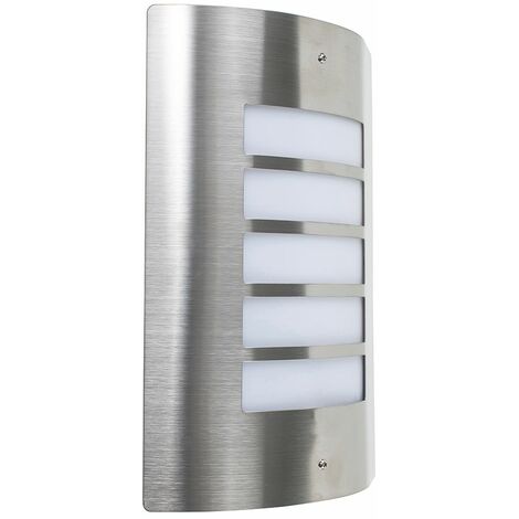 main image of "Stainless Steel Outdoor Security Bulkhead Wall Light Patio Garden - Silver"